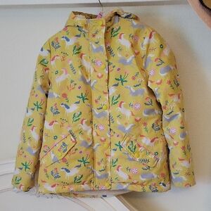 Mini Boden Yellow Unicorn and Floral Raincoat